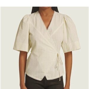 Ganni seersucker Wrap striped Blouse